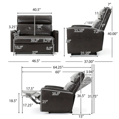 Halima Faux Leather 2-Seater Recliner Club Chair by Christopher Knight Home