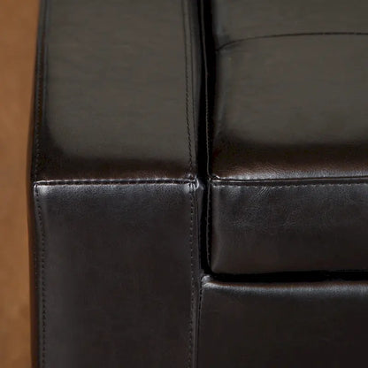 Guernsey Black Bonded Leather Storage Ottoman Bench by Christopher Knight Home