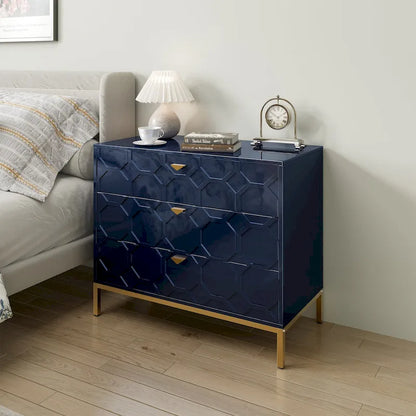 Clihome Modern Wooden Glossy 3-Drawer Storage Chest