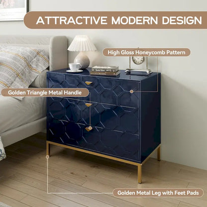 Clihome Modern Wooden Glossy 3-Drawer Storage Chest