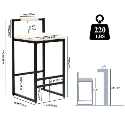 Modern Bar Stools Dining Chairs with Foot Rest for Kitchen