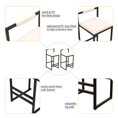 Modern Bar Stools Dining Chairs with Foot Rest for Kitchen