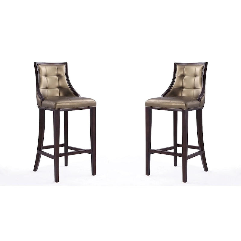 Manhattan Comfort Fifth Avenue 45 in. Walnut Beech Wood Bar Stool (Set of 2)