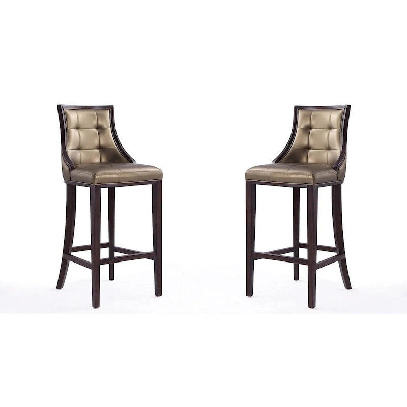 Manhattan Comfort Fifth Avenue 45 in. Walnut Beech Wood Bar Stool (Set of 2)
