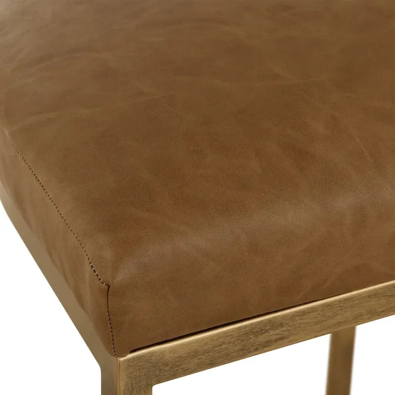 Gold Half-moon Metal Base and Camel Cushion Counter Stool