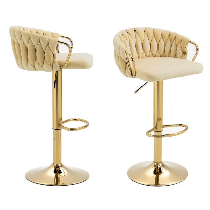 Set of 4 Adjustable Tufted Bar Stools with Backs