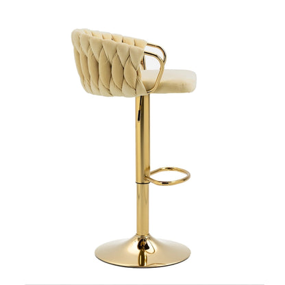 Set of 4 Adjustable Tufted Bar Stools with Backs