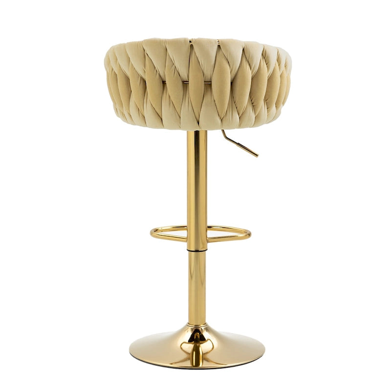 Set of 4 Adjustable Tufted Bar Stools with Backs