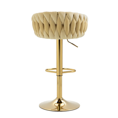 Set of 4 Adjustable Tufted Bar Stools with Backs