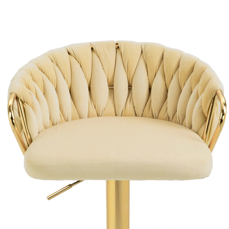 Set of 4 Adjustable Tufted Bar Stools with Backs