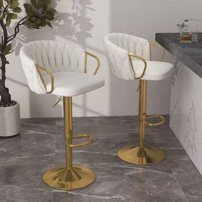 Set of 4 Adjustable Tufted Bar Stools with Backs