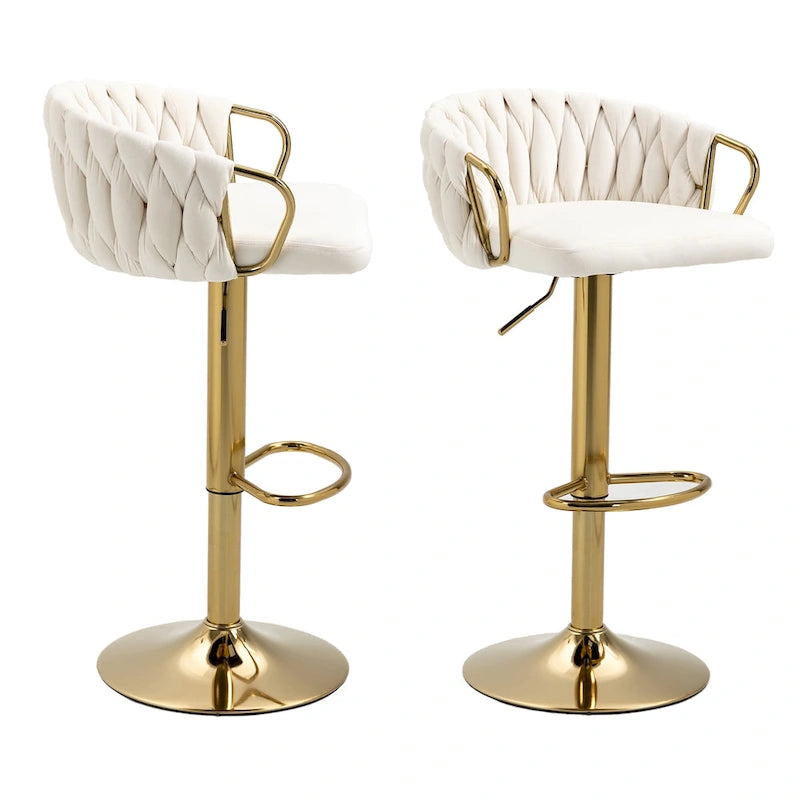 Set of 4 Adjustable Tufted Bar Stools with Backs