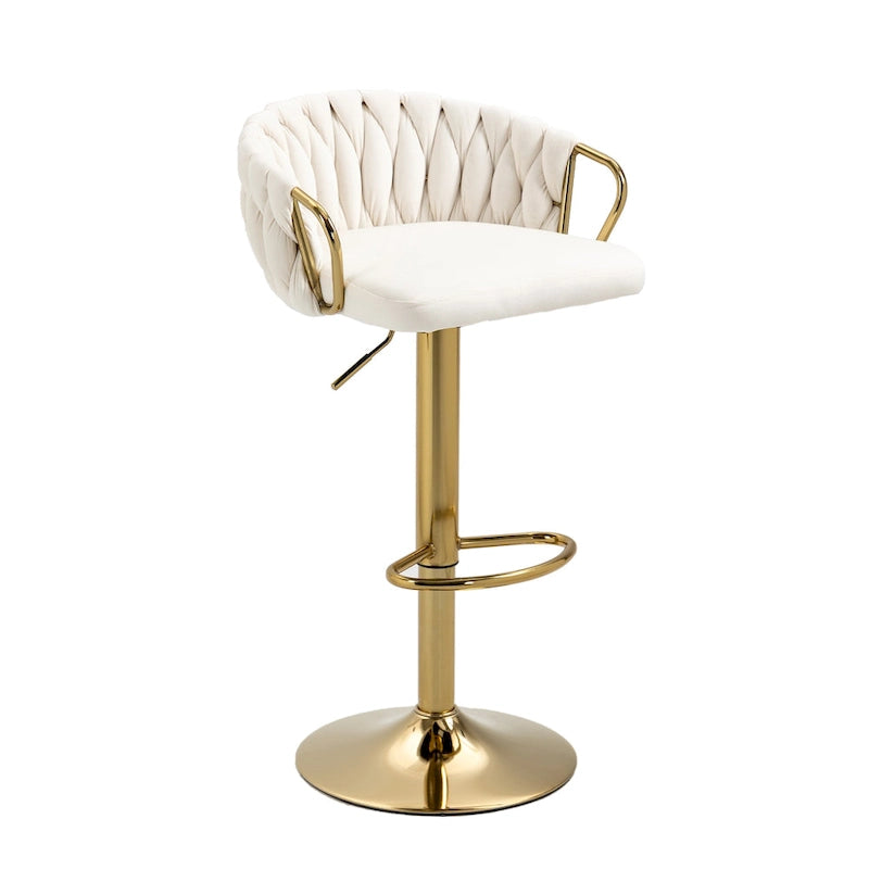 Set of 4 Adjustable Tufted Bar Stools with Backs