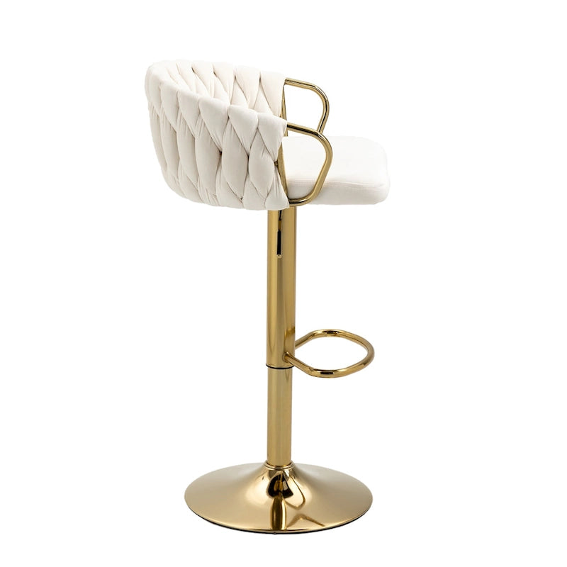 Set of 4 Adjustable Tufted Bar Stools with Backs