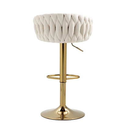 Set of 4 Adjustable Tufted Bar Stools with Backs