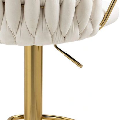 Set of 4 Adjustable Tufted Bar Stools with Backs