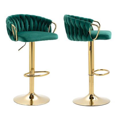 Set of 4 Adjustable Tufted Bar Stools with Backs