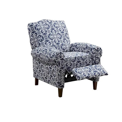Madison Park Oscar Solid Wood Upholstered Push Back Recliner Chair with Rolled Arms