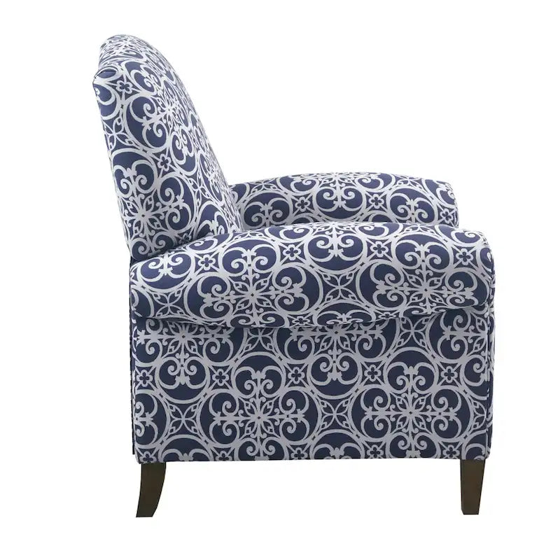 Madison Park Oscar Solid Wood Upholstered Push Back Recliner Chair with Rolled Arms