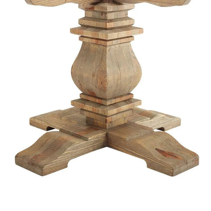Column 59 Round Pine Wood Dining Table - Brown