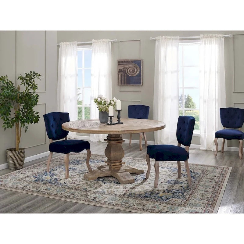 Column 59 Round Pine Wood Dining Table - Brown