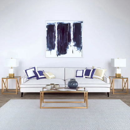 Dixon Geometric X-Base Metal & Glass Side Table in Golden Brass Finish