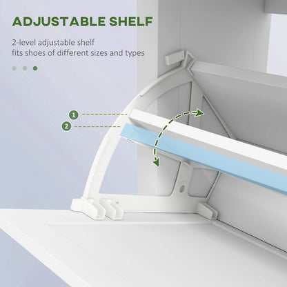 HOMCOM Shoe Cabinet, Freestanding Shoe Storage Cabinet Organizer with 2 Flip Drawers, Adjustable Shelves
