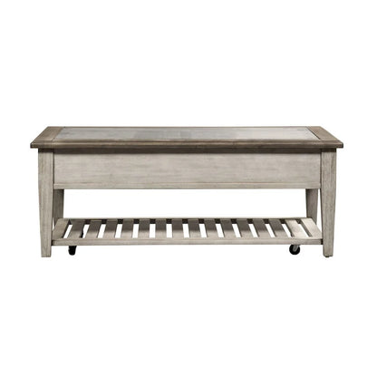 Heartland Antique White Living Room Table Set 3 Piece with Coffee Table, Side Tables