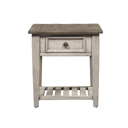 Heartland Antique White Living Room Table Set 3 Piece with Coffee Table, Side Tables