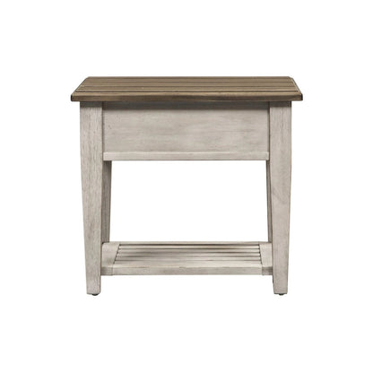 Heartland Antique White Living Room Table Set 3 Piece with Coffee Table, Side Tables