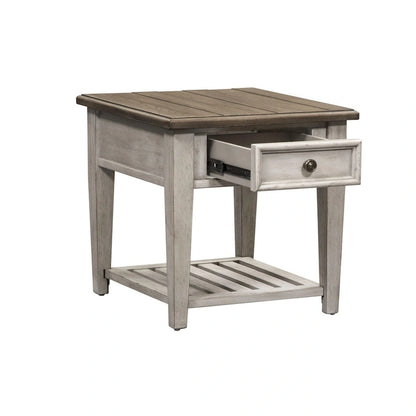 Heartland Antique White Living Room Table Set 3 Piece with Coffee Table, Side Tables