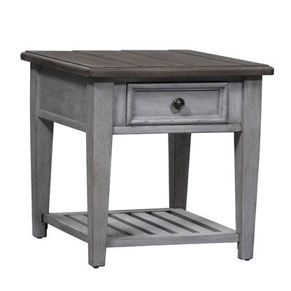 Heartland Antique White Living Room Table Set 3 Piece with Coffee Table, Side Tables