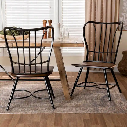 Carbon Loft Rudolph Industrial Metal and Wood Dining Chairs (Set of 2)
