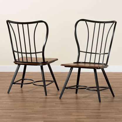 Carbon Loft Rudolph Industrial Metal and Wood Dining Chairs (Set of 2)
