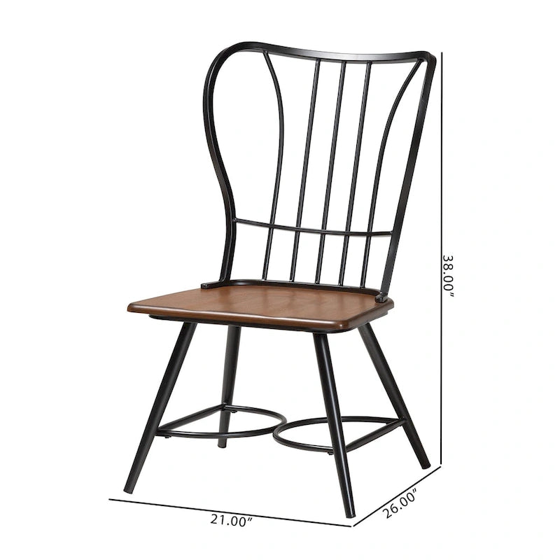 Carbon Loft Rudolph Industrial Metal and Wood Dining Chairs (Set of 2)
