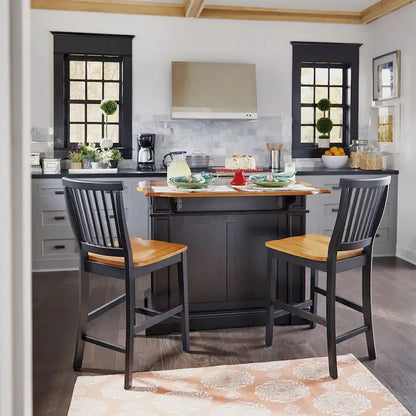 Distressed Oak 3-Piece Kitchen Island and Barstools Kitchen Set by Homestyles