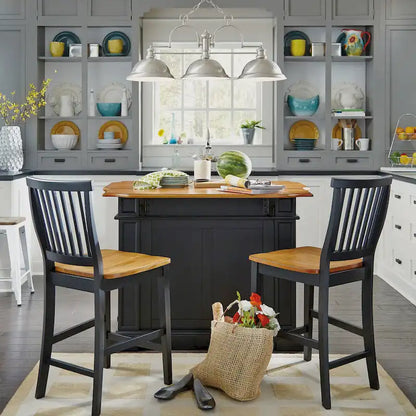 Distressed Oak 3-Piece Kitchen Island and Barstools Kitchen Set by Homestyles