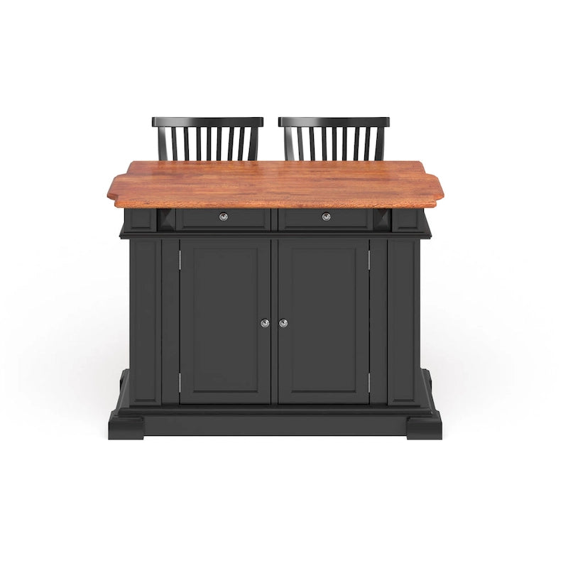 Distressed Oak 3-Piece Kitchen Island and Barstools Kitchen Set by Homestyles