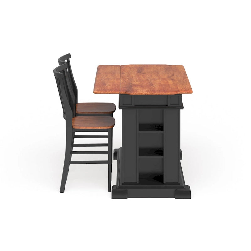 Distressed Oak 3-Piece Kitchen Island and Barstools Kitchen Set by Homestyles