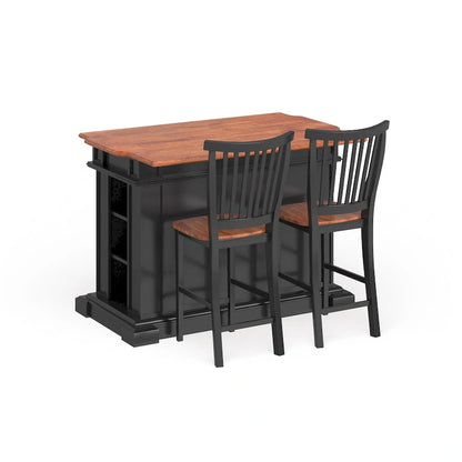 Distressed Oak 3-Piece Kitchen Island and Barstools Kitchen Set by Homestyles