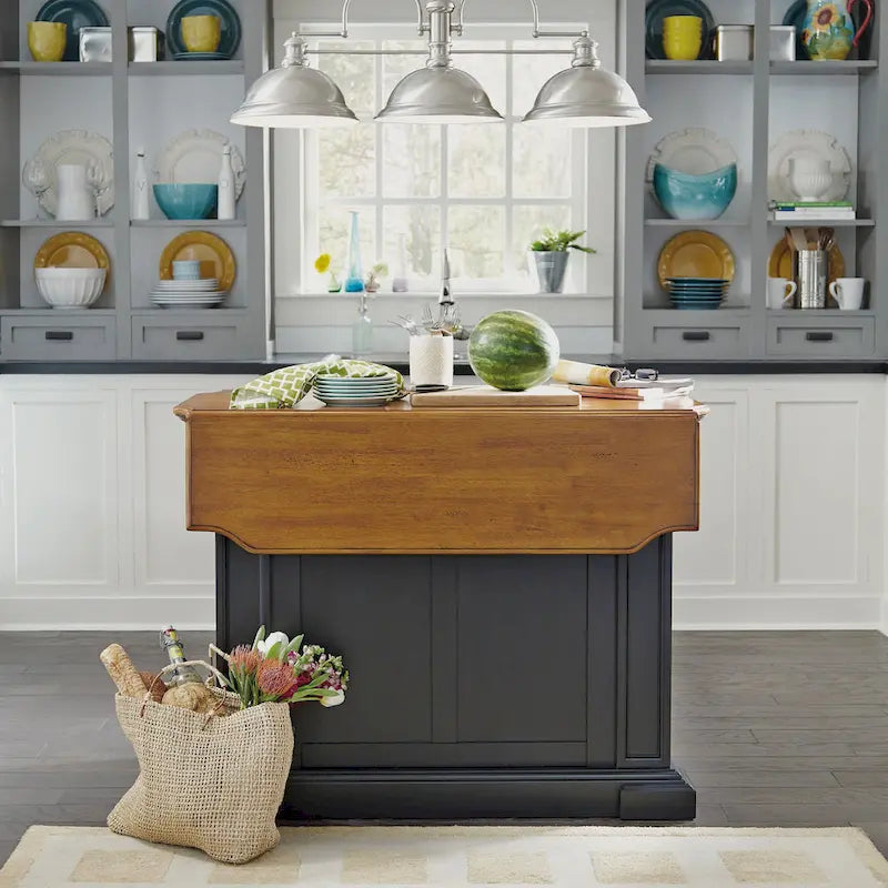 Distressed Oak 3-Piece Kitchen Island and Barstools Kitchen Set by Homestyles