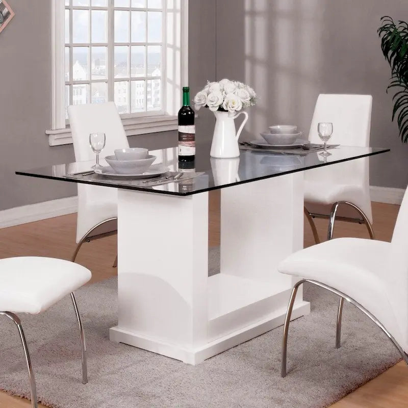 Furniture of America Jem 59 Contemporary White Wood Dining Table