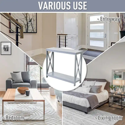 HomCom 2-Tier Bench Sofa Console Table with Underneath Storage Shelf for the Entryway, Living Room, & Hallway