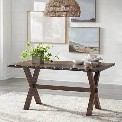 Simple Living Mandeville Live Edge Solid Wood Walnut Dining Table
