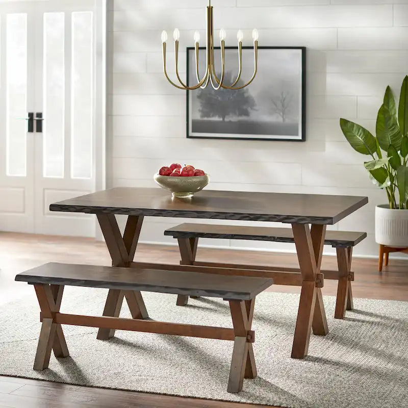 Simple Living Mandeville Live Edge Solid Wood Walnut Dining Table