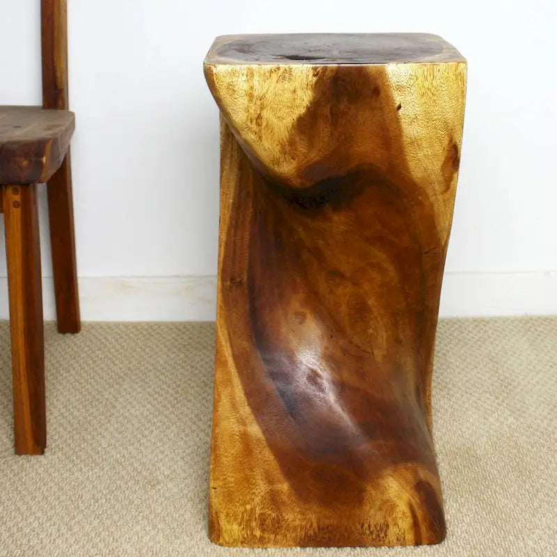 Haussmann Single Twist Stool Table 12 in SQ x 24 in H Walnut Oil - 12 x 12 x 24