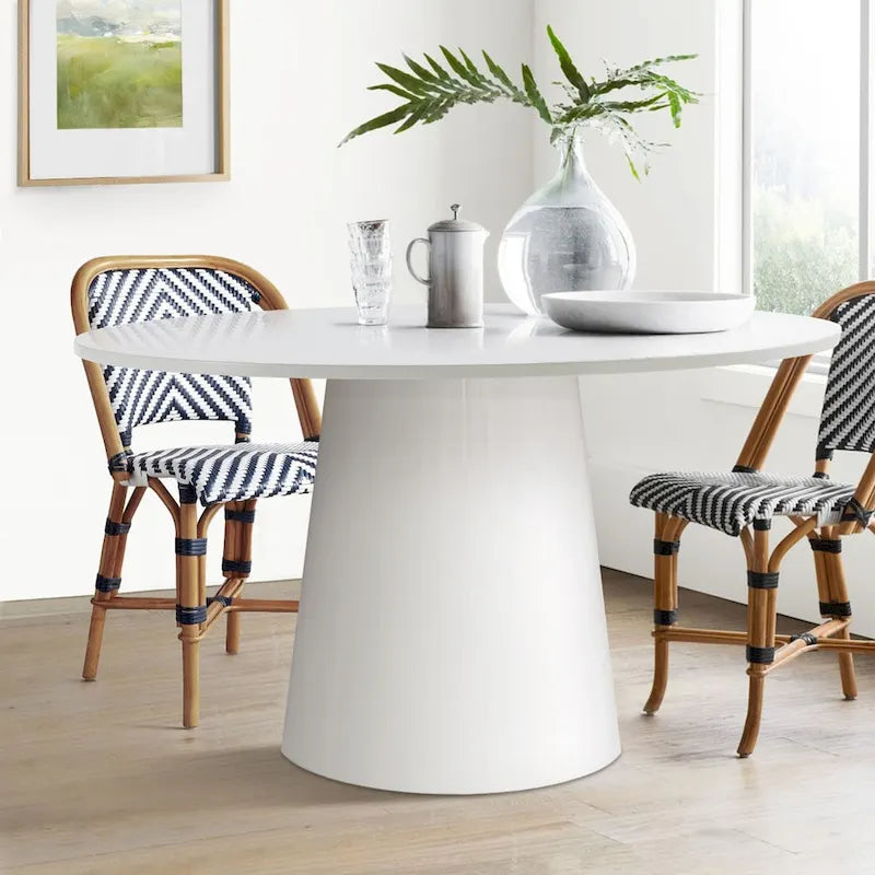 46 White Round Pedestal Dining Table
