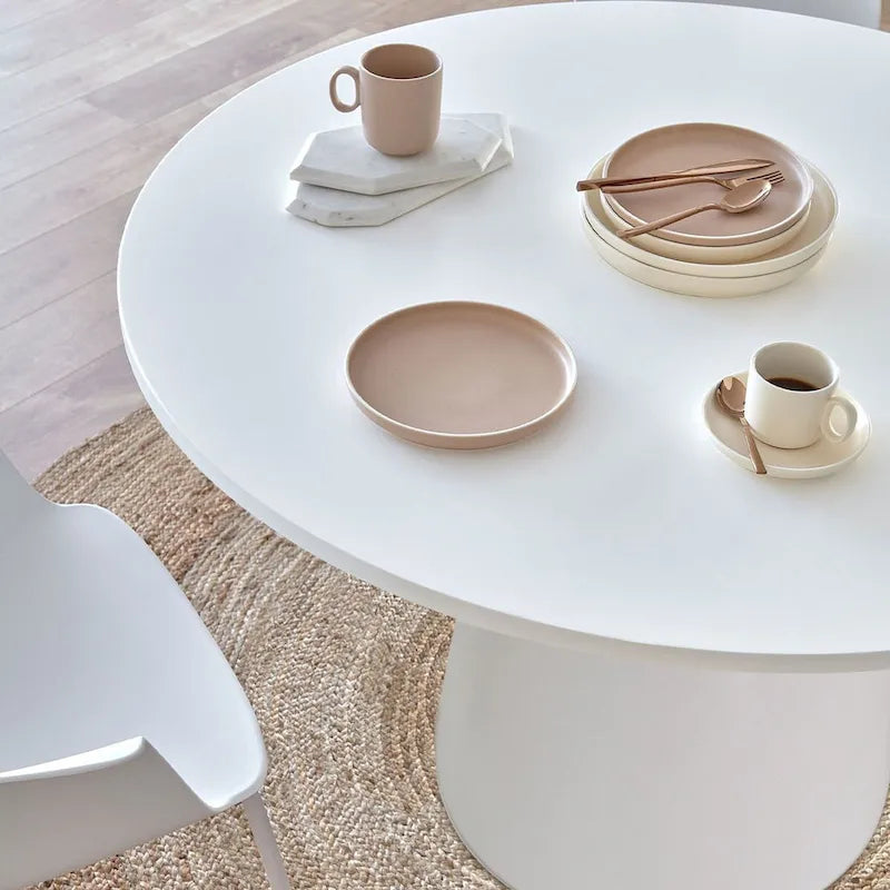 46 White Round Pedestal Dining Table