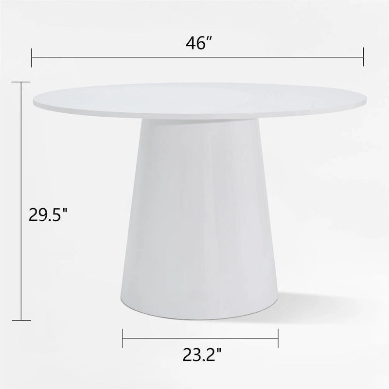 46 White Round Pedestal Dining Table