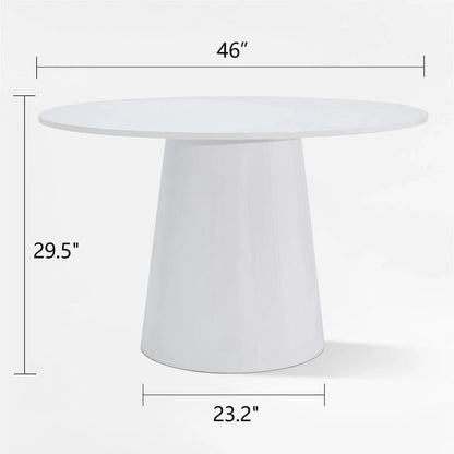 46 White Round Pedestal Dining Table